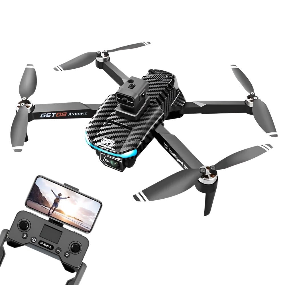 Квадрокоптер Andowl GST08X1 ФПО 4K HD камера + GPS пульт управления джойстик 500 м/3000 mAh Черный (50e01dda)