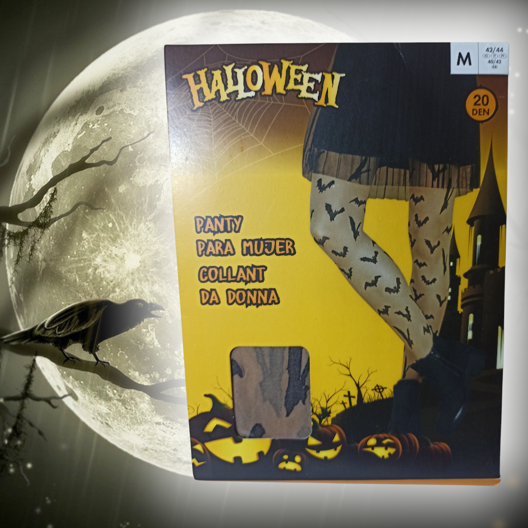 Колготки с летучими мышами для Хэллоуина 20 den М р. 42-44 Бежевый (L0559) - фото 2