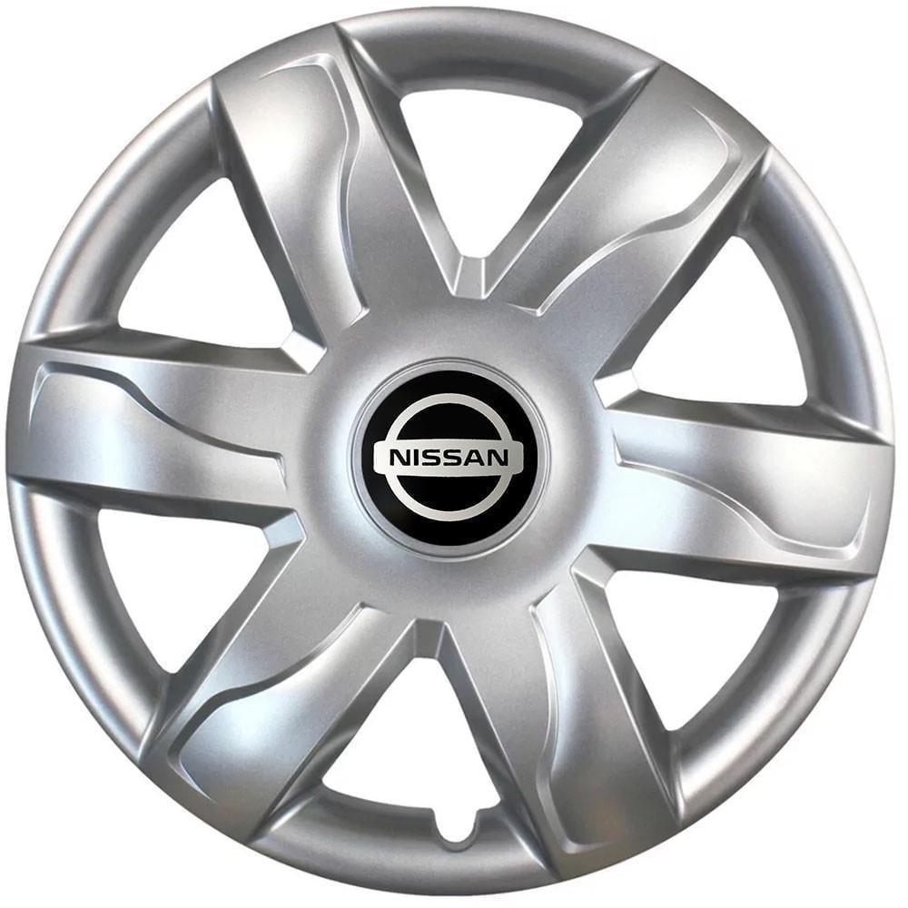 Колпаки автомобильные модельные  SJS 318 с логотипом Nissan R15 4 шт. Серебрянный