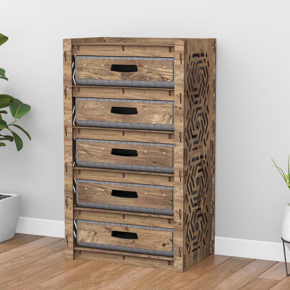 Комод для прихожей деревянный Hexagonica Chevron на 5 ящиков серые корзины 900х528х345 мм (111178) - фото 3 Комод для прихожей деревянный Hexagonica Chevron на 5 ящиков серые корзины 900х528х345 мм (111178) - фото 3