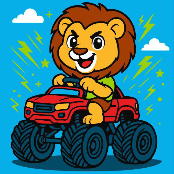 Картина за номерами Ideyka Лев на машині 25x25 см (Id-KHO1307)