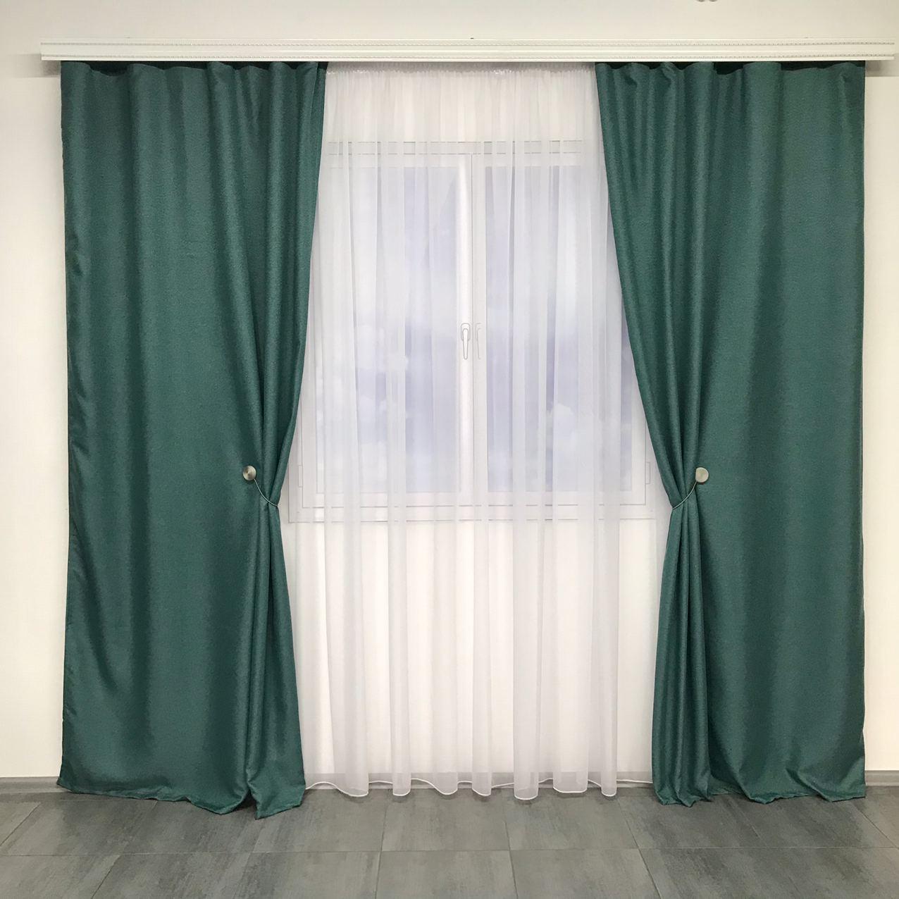 Лляні штори ALBO Блекаут 150x270 см 2 шт. Бірюзовий