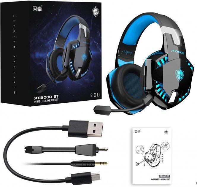 Наушники игровые Kotion Each G2000 wireless Headset со съемным микрофоном Blue (575192) - фото 5