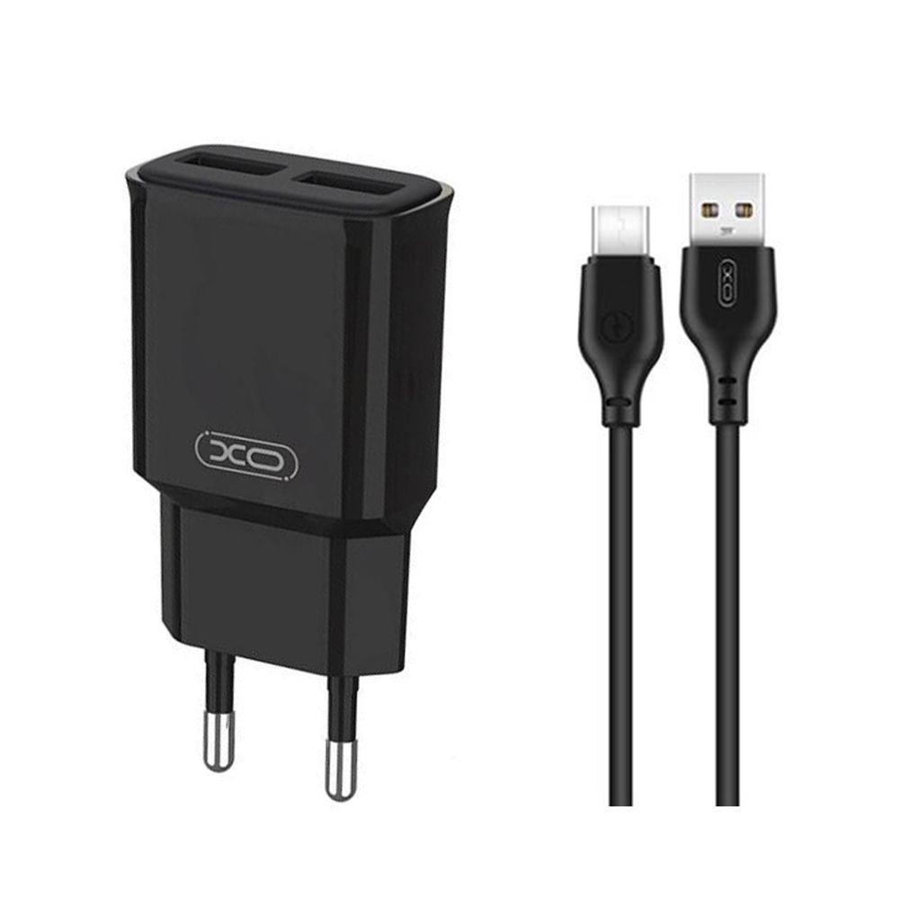 Сетевое зарядное устройство Xo L92C 2USB/2,4A Type-C Black