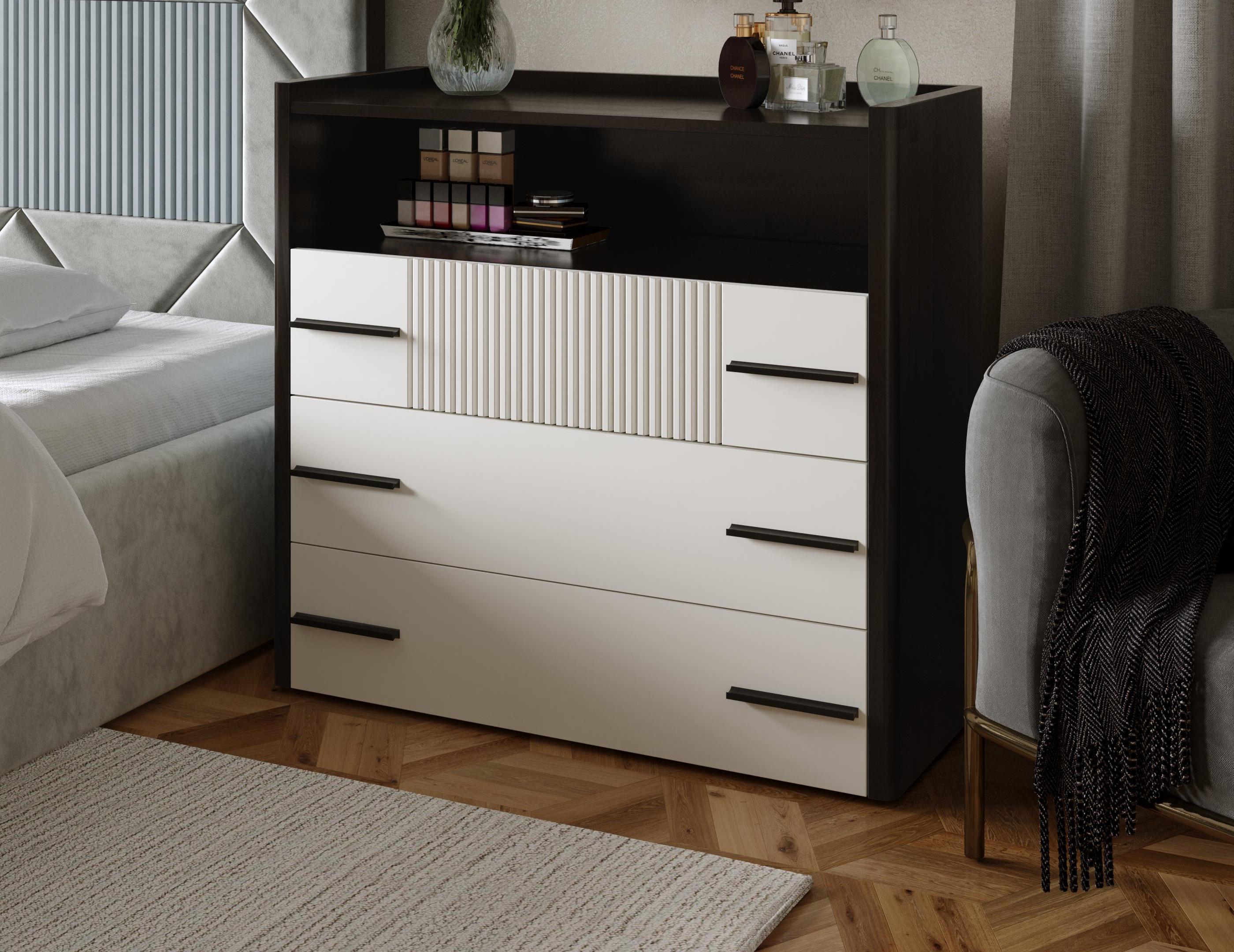 Комод в гостиную/спальню Arbor Drev Модерн  натуральное дерево бук Венге/Белый (47036)