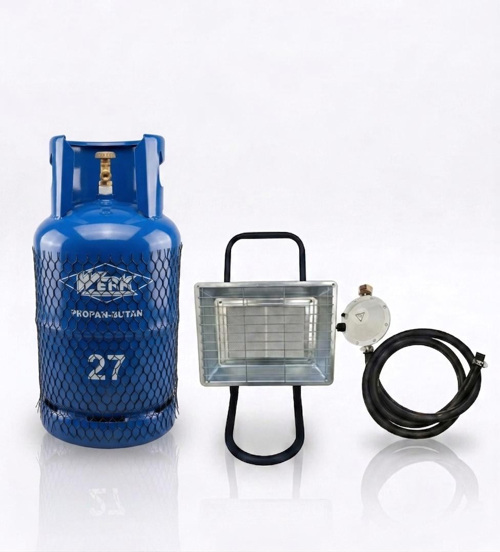 Газовый обогреватель с баллоном Nurgaz Kamp Soba NG-310-P на ножке с баллоном WERK 27 л 3,5 кВт (2477074649)