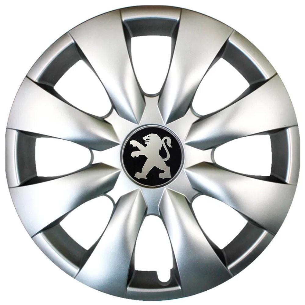 Колпаки автомобильные модельные  SJS 316 с логотипом Peugeot R15 4 шт. Серебрянный