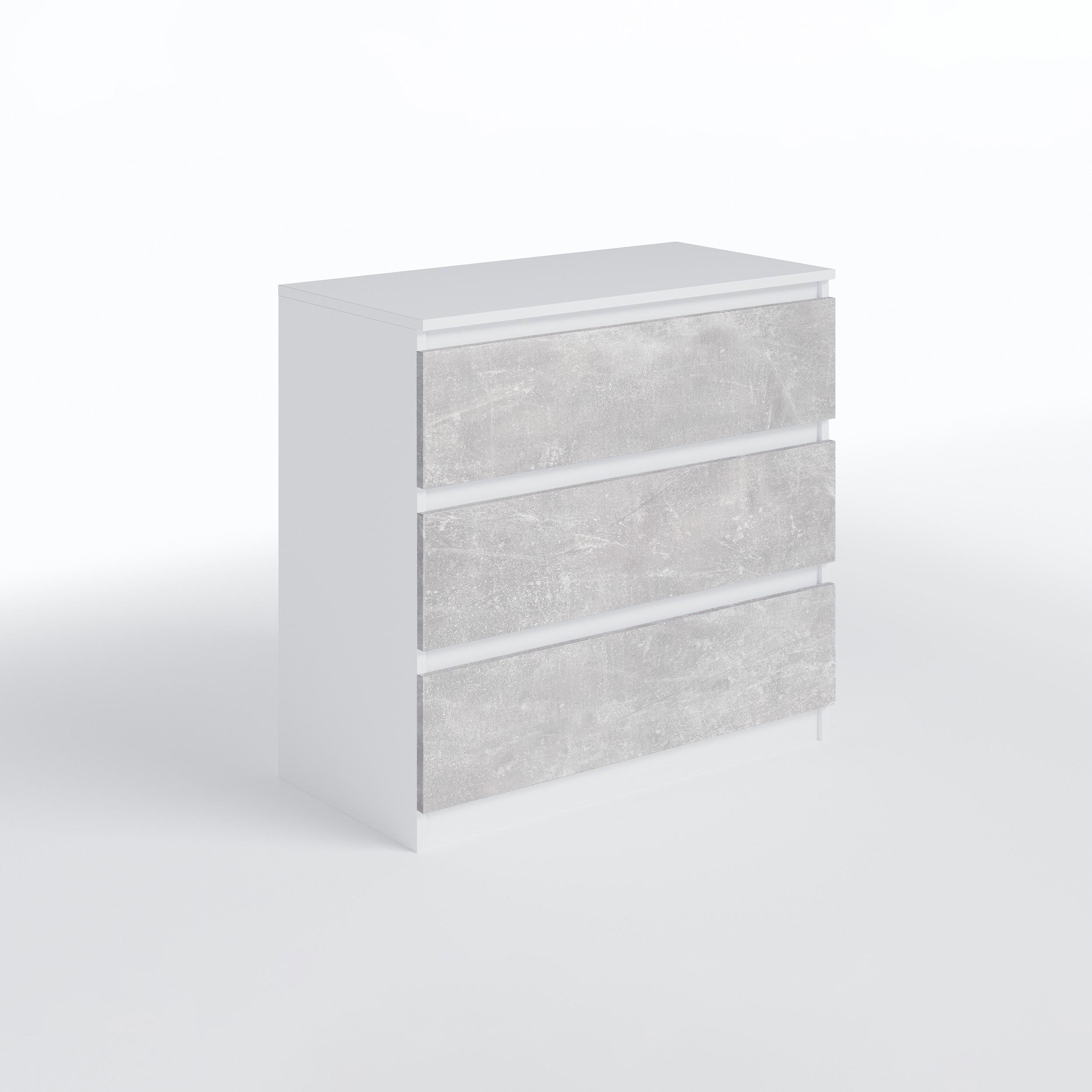 Комод на 3 шухляди без ручок FT-214 800х400х755 мм Білий/Бетон - фото 4