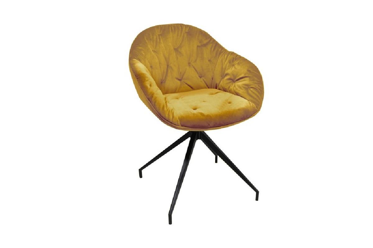 Стул поворотный Vetro Mebel R-145 металл/ткань велюр Черный/Горчичный (R-145-mustard/black)