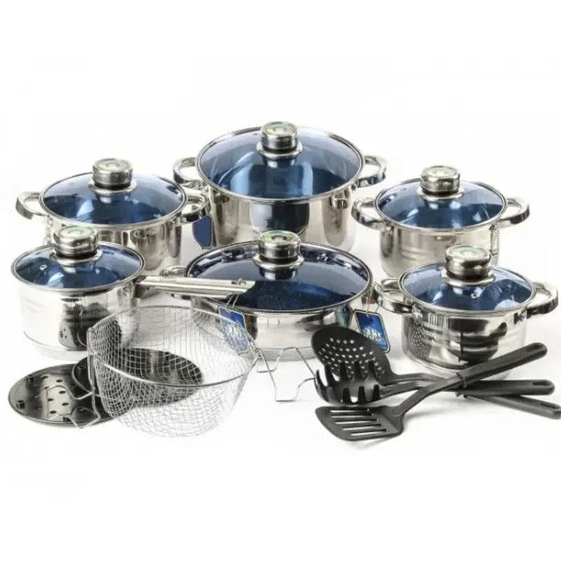 Набор посуды из нержавеющей стали Grand Berg GB-2021 18 пр. Серый (2021369)