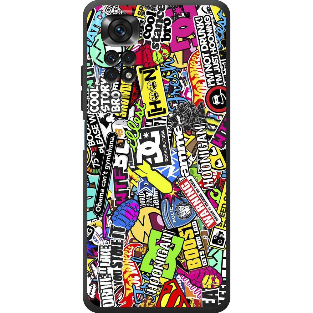 Чехол BoxFace Xiaomi Redmi Note 11 Global Version Multicolored Inscriptions Черный силикон (44124-up880-44084)