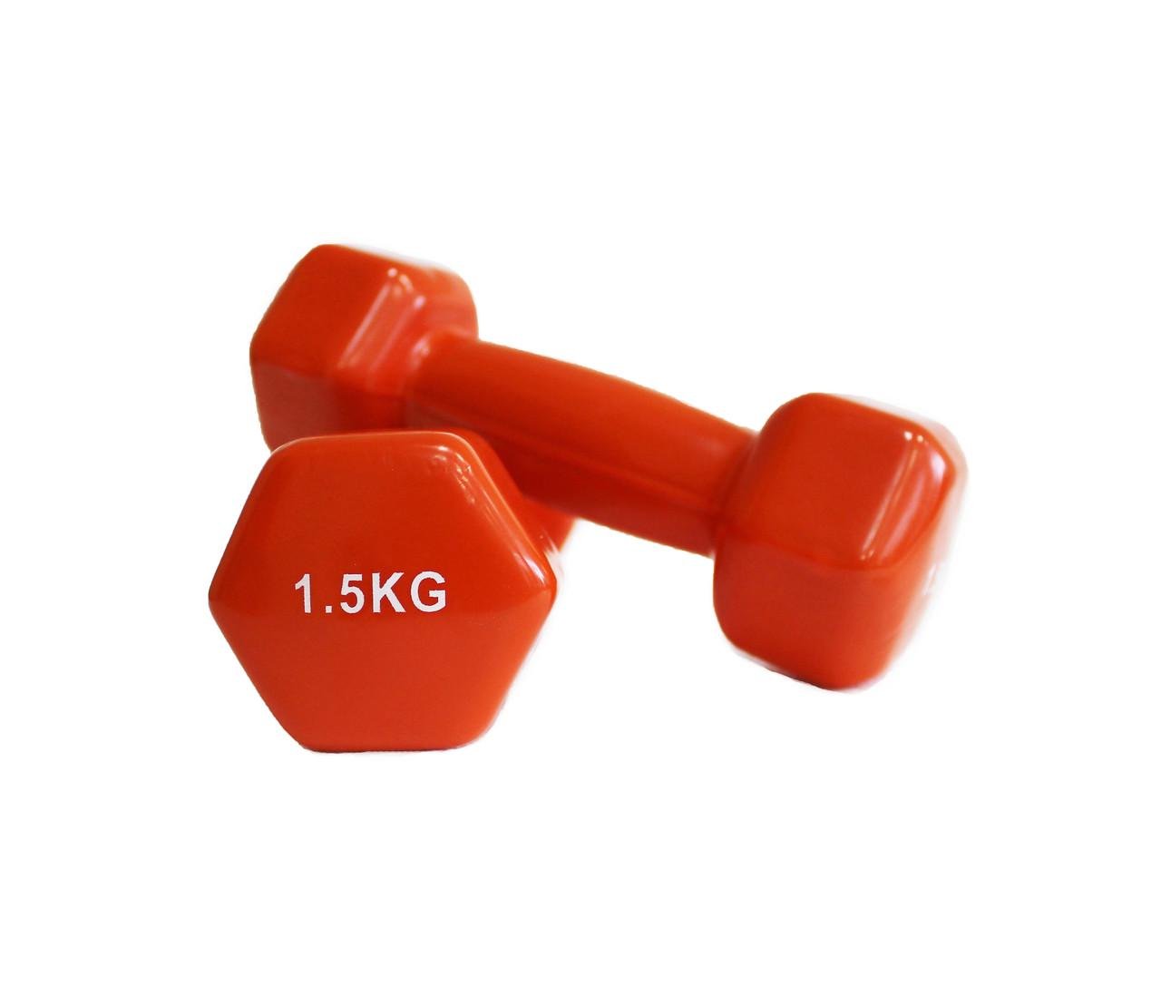 Гантель для фитнеса Generation Fitness с виниловым покрытием 1,5 кг Orange (FF51D3A-1.5kg) - фото 8