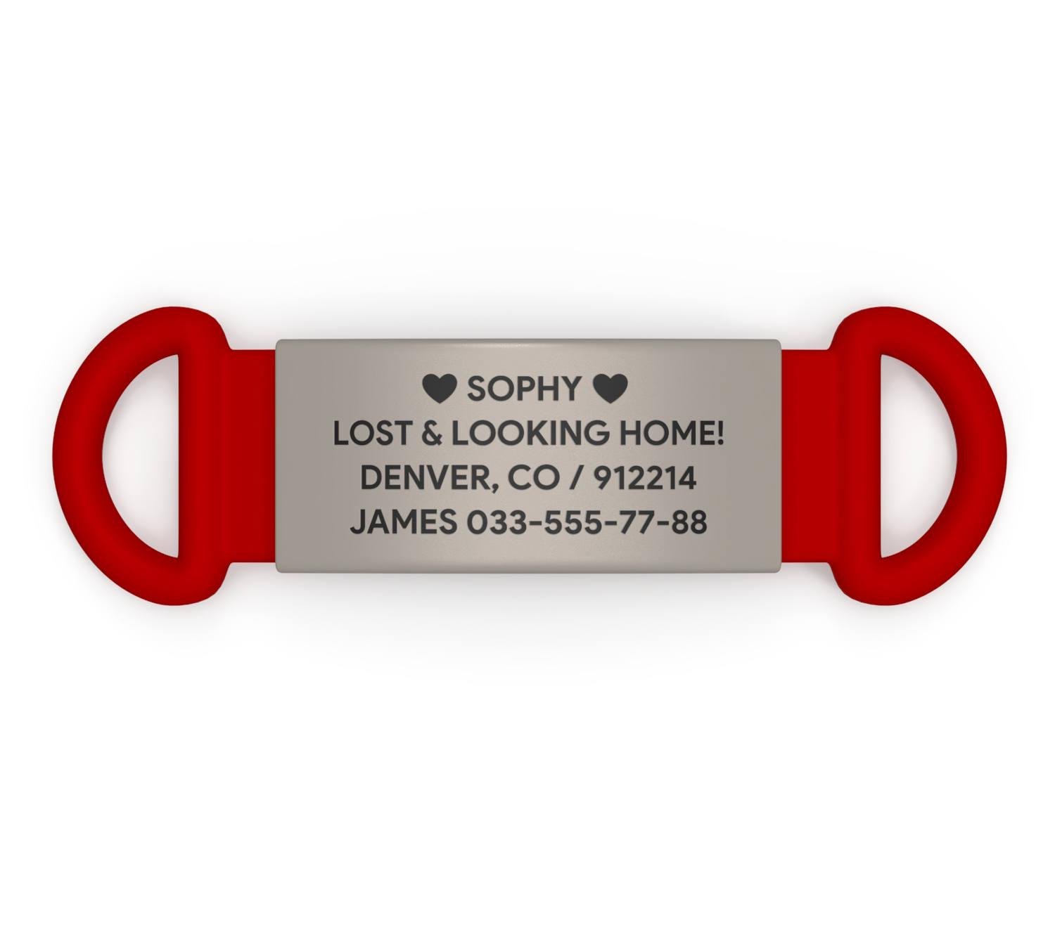 Адресник-бирка для ошейника Red
