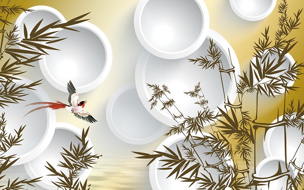 Фотообои 3D Бамбук и круги (11495/2)