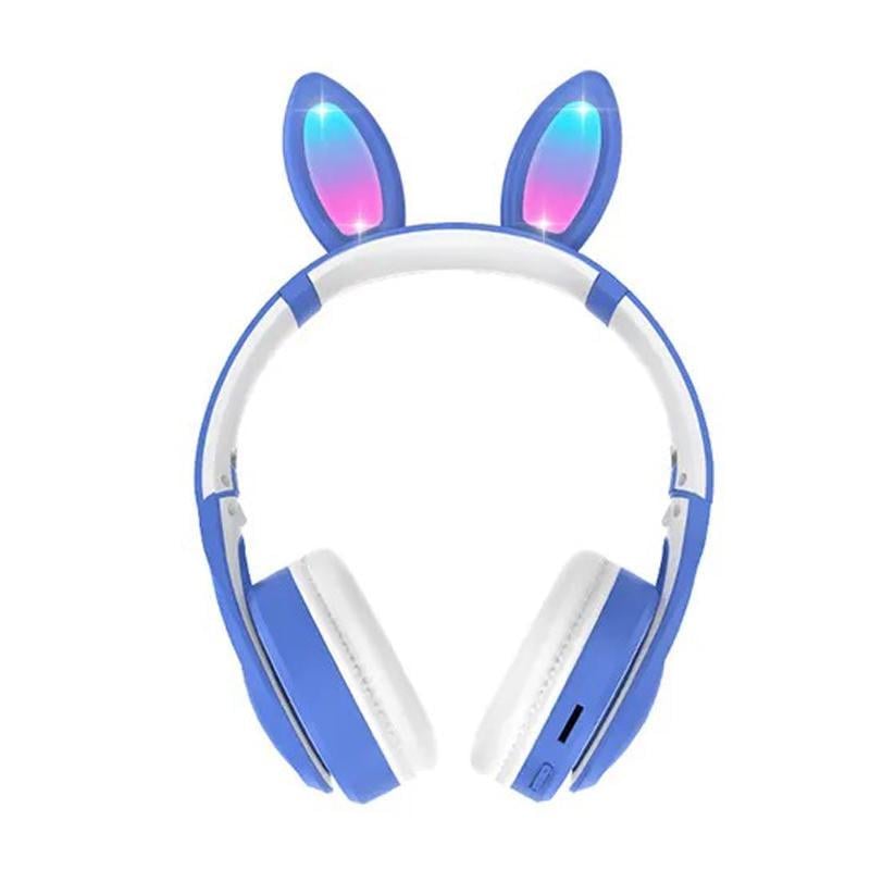 Наушники детские Заячьи Ушки 15ME Bluetooth с подсветкой и плеером Blue (34b08da0)