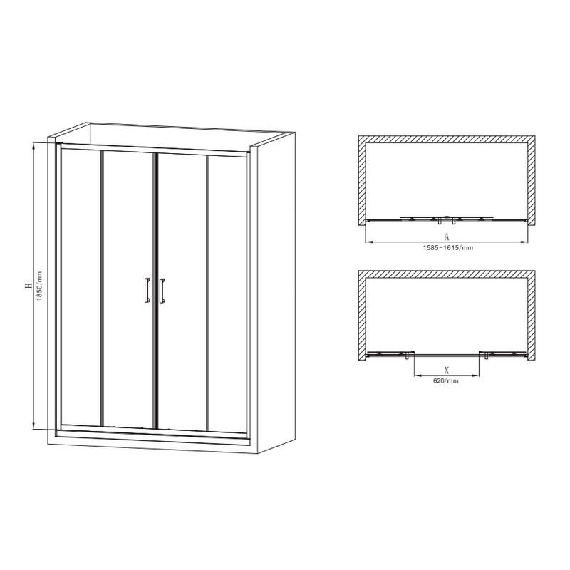 Дверь в нишу MIXXUS Premium DIVERSE SD01-160x185-TR прозрачное стекло 5 мм Chrome (MI6875) - фото 7