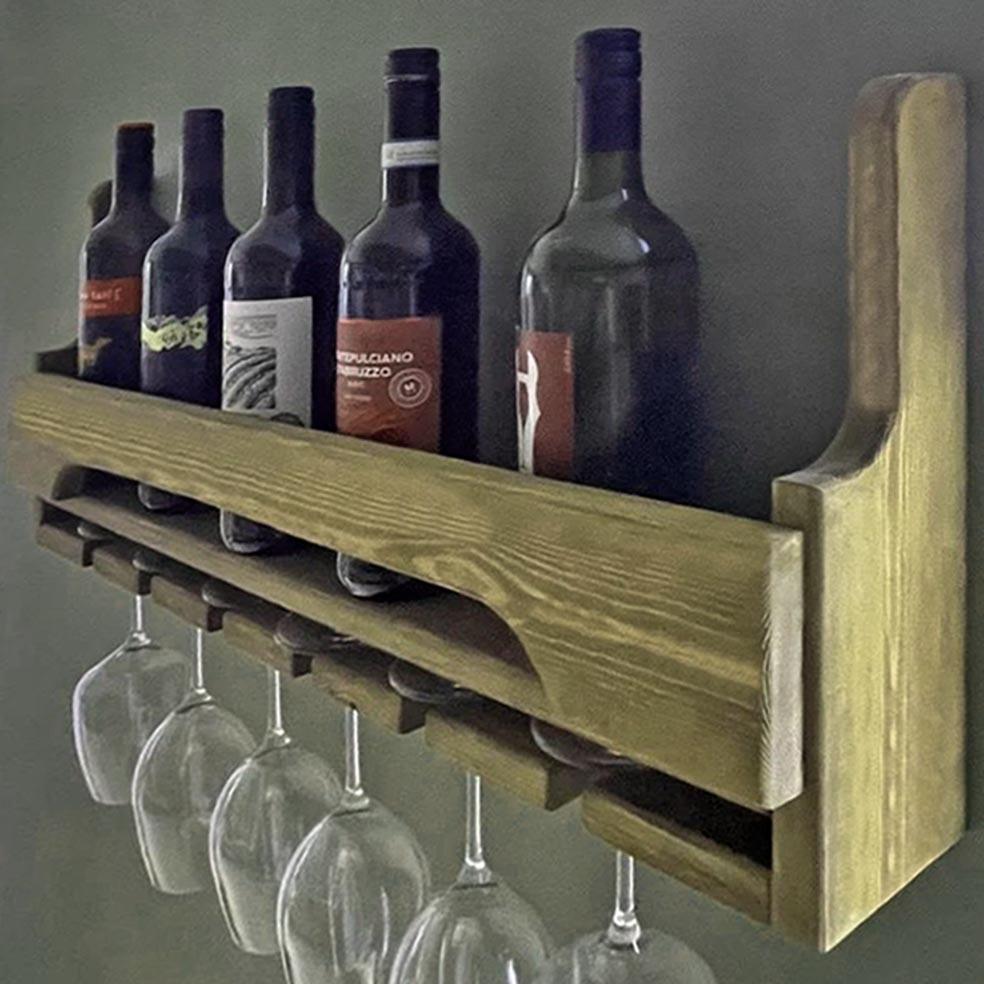 Полка для вина настенная из дерева Хасима Мускат (ПНК-008307)