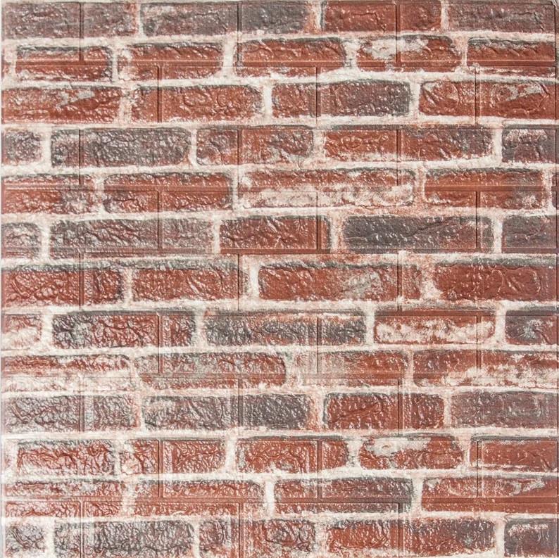 Панель самоклеящаяся 3D Sticker Wall звукоизоляционная 700x770x5 мм екатеринославский кирпич Красный