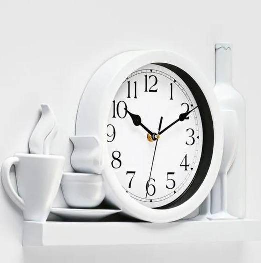 Часы настенные для кухни Чашка3-Wh Бутыль 40х26 см Белый (1442007)