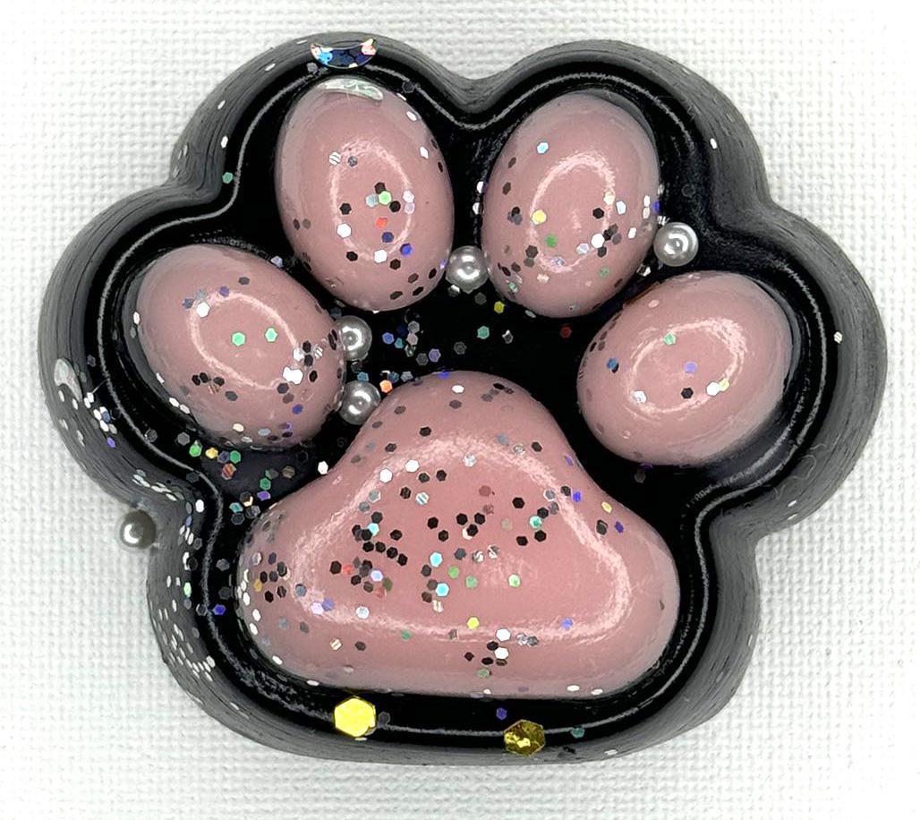 Игрушка лапка котика сквиш антистресс на черной основе Розовый (2104618326-1)