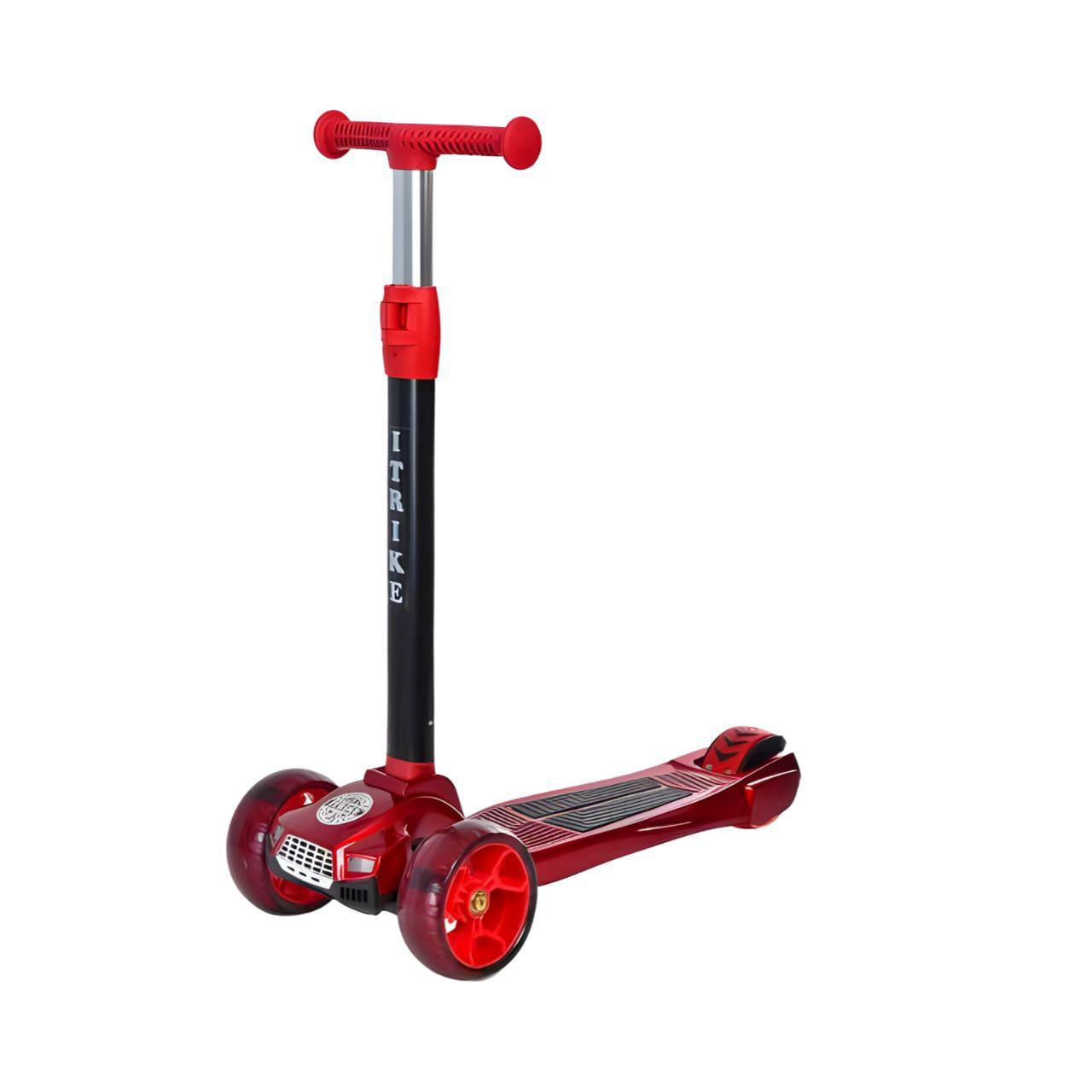 Самокат JR 3-060-39-R складной трехколесный PU колеса музыка/фонарик Красный (25087295)