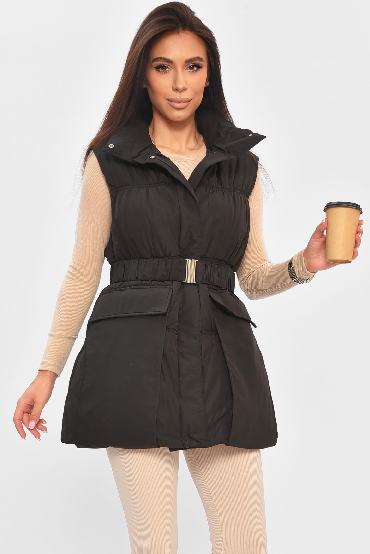 Жилетка жіноча однотонна 205031 XL Чорний