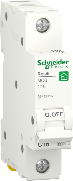 Автоматический выключатель Schneider Electric 1P 16A C 6kA Resi9 R9F12116 (2212871245)