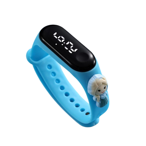 Часы электронные детские сенсорные с 3D браслетом Эльза водонепроницаемые Голубой (1000080)