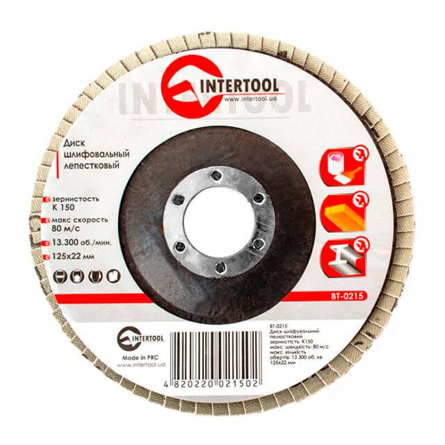 Диск шлифовальный лепестковый Intertool BT-0215 125x22 мм зерно K150 (9757470)