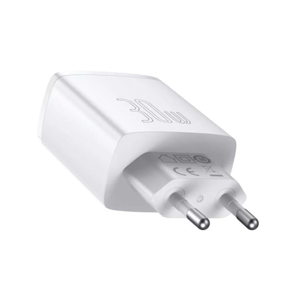 Зарядное устройство сетевое BASEUS Compact Quick Charger 30 W QC+ PD 1Type-C/2USB White (2363154144) - фото 1