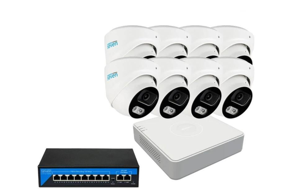 Комплект IP-видеонаблюдения Hikvision HK-IP7118OW-2MP на 8 купольных 2 Мп IP-камер