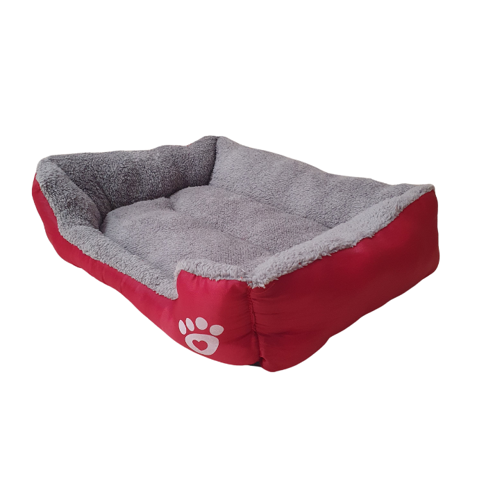 Лежанка для собак и кошек теплая мягкая с бортиками размер M 54x42 см Красный (A444-M-Red)