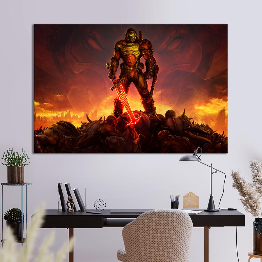 Настенний декор Огненный постер Doom Eternal 80x54 см (A199-1)