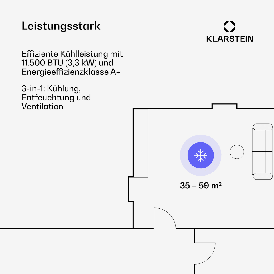 Кондиционер напольный/мобильный для дома KLARSTEIN Kraftwerk Eco Smart 11 500 БТЕ 1060 Вт (27071676) - фото 5