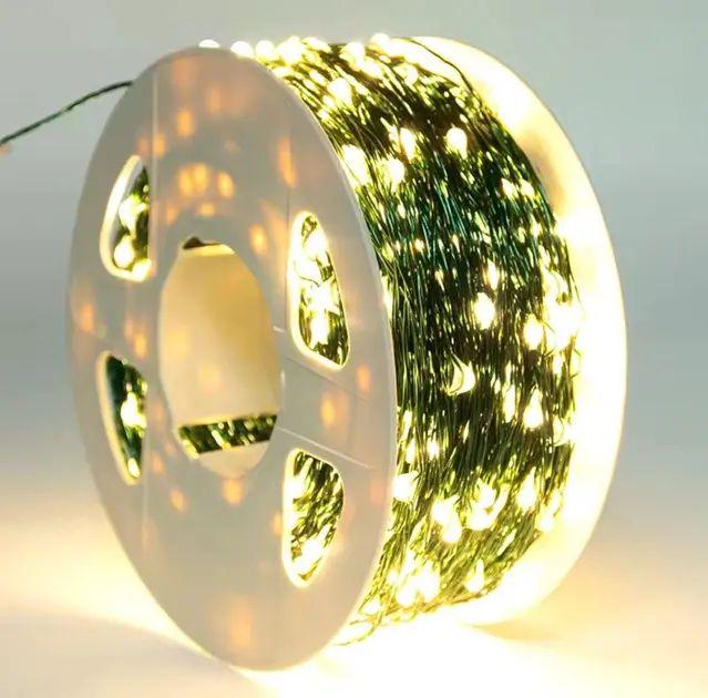 Гирлянда роса LED на зеленом проводе USB 50х500 IP20 с 8 режимами свечения (opt-104764)