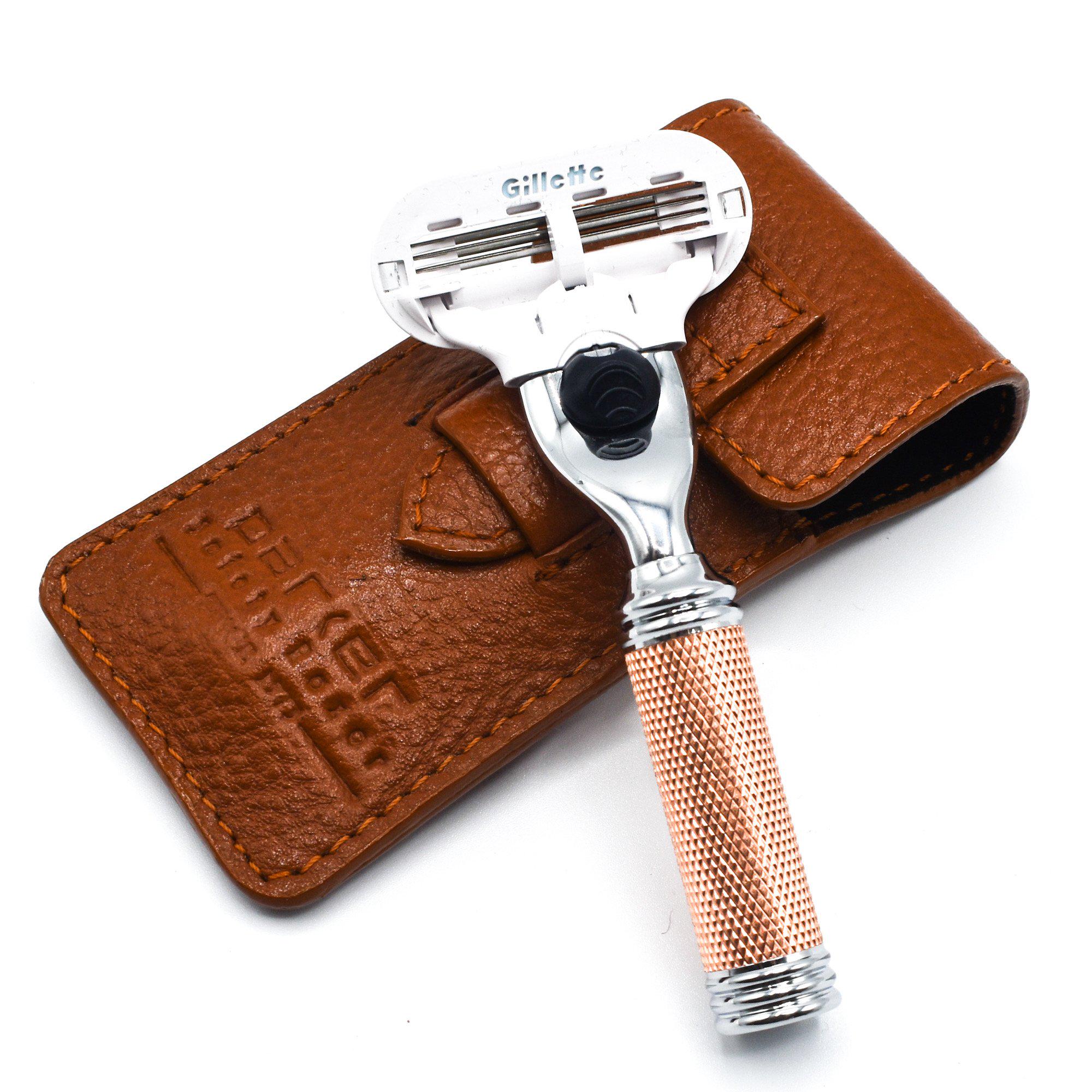 Станок для гоління Parker Travel Venus Compatiable Rose Gold Razor With Leather Case для жінок - фото 3