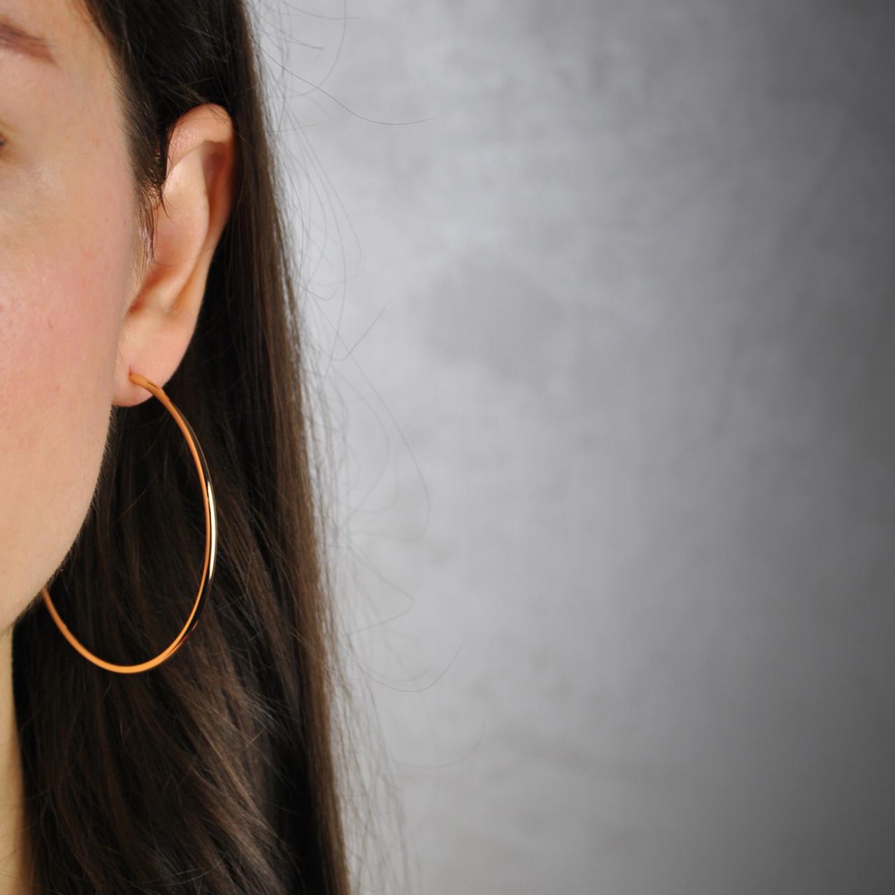 Сережки кільця конго медична сталь позолота 6 см (x065-2) - фото 2