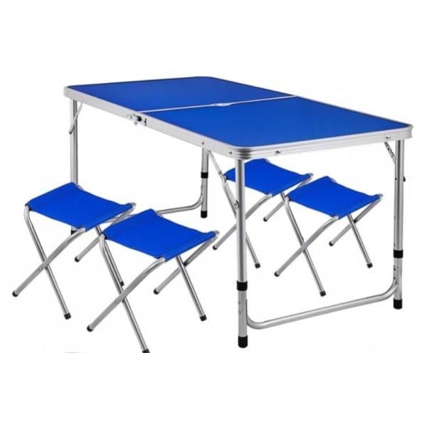 Стіл для пікніка з 4 стільцями Folding Table 60х120 см Синій