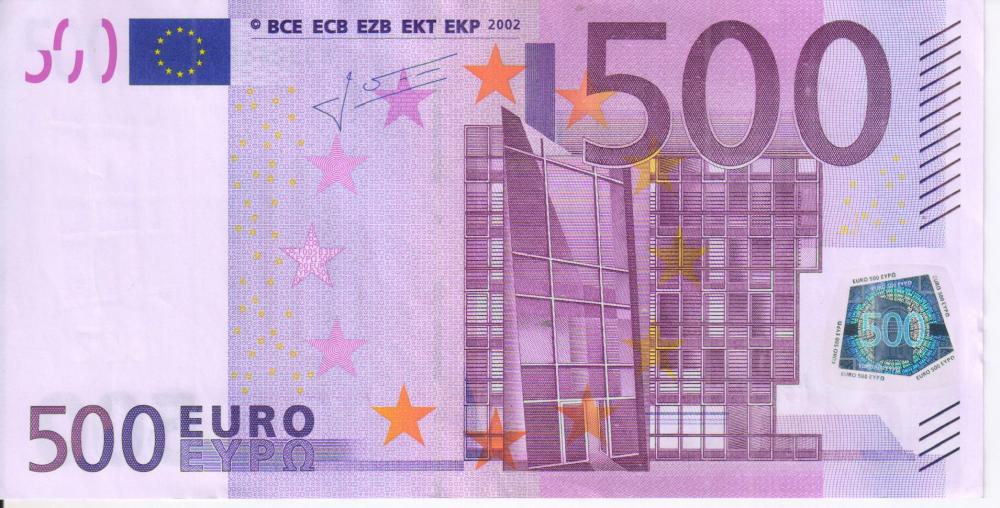 Коллекционная банкнота Австрия 500 евро 2002 N F005 Трише AU (Б06043)