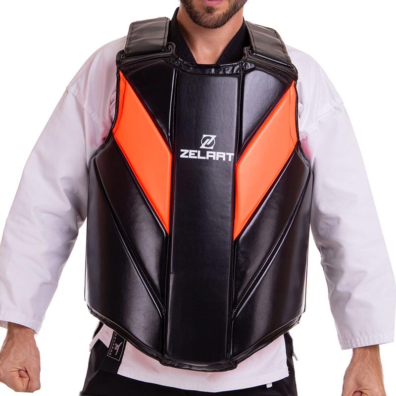 Жилет для единоборств Zelart BO-2896 one size Черный/Оранжевый (37363149)