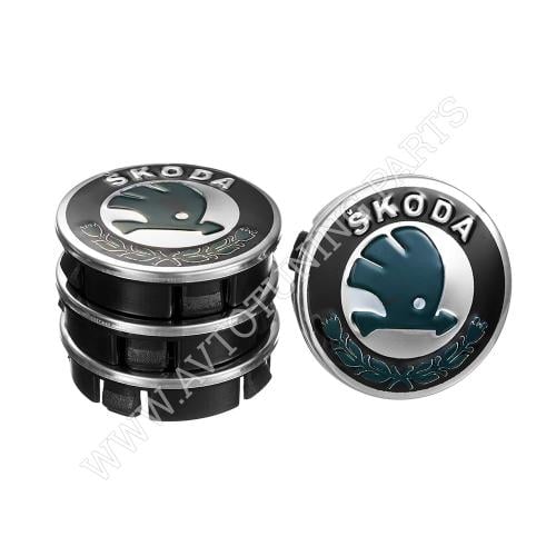 Заглушка колёсного диска Skoda 60x55 черный металл 4 шт. Black (50000)