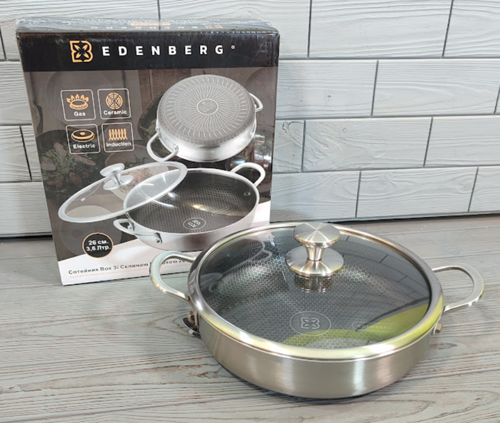 Сотейник с крышкой Edenberg EB-13077 3,6 л 26х7 см (LO-05887)