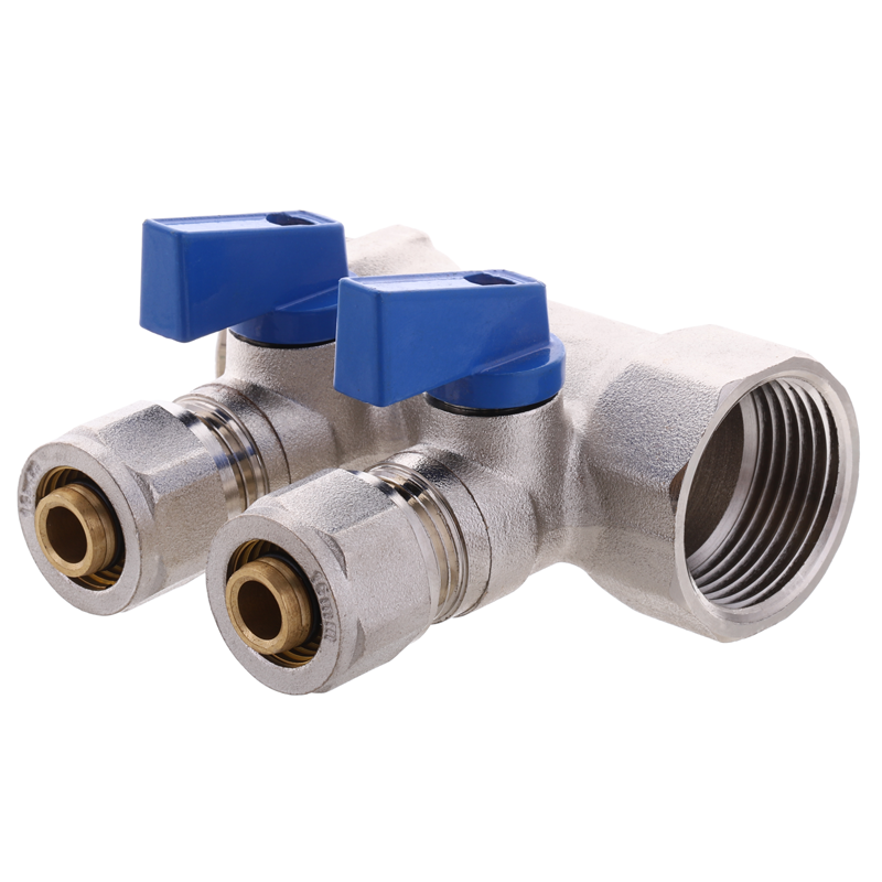 Колектор з кульовими кранами та фітингом KOER KR.1126-2 1"x2 WAYS (KR2838)