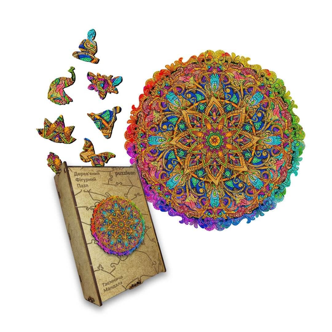 Пазл дерев'яний Таємнича Мандала дерев'яна коробка А2 300+ елементів Пазл дерев'яний Таємнича Мандала дерев'яна коробка А2 300+ елементів