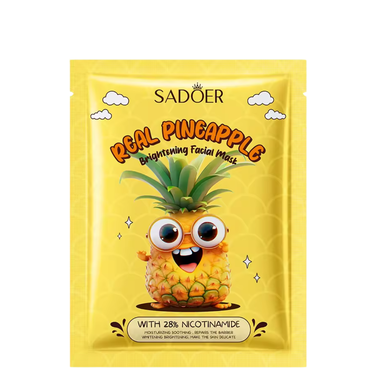 Маска для обличчя освітлювальна з ніацинамідом Sadoer Real Pineapple тканинна 25 г (13354436)