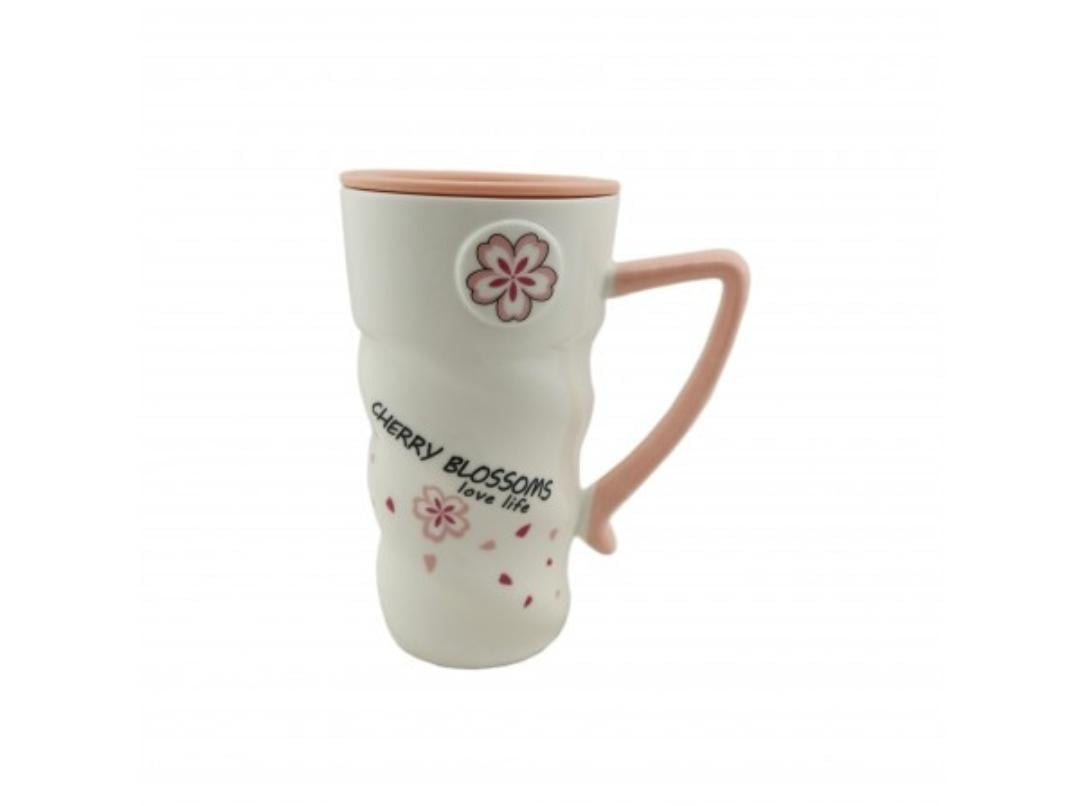 Чашка Flowers с крышкой и ложкой 400 мл Белый (6052-3)