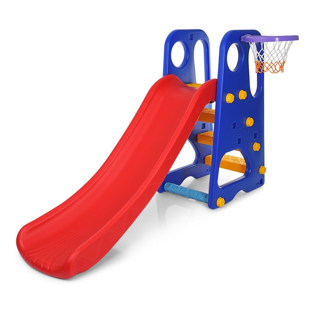 Горка детская с кольцом и мячом Bambi YG2016-16-1 пластиковая 163х85х103 см Сине-красный (150-7-YG2016-16-1)