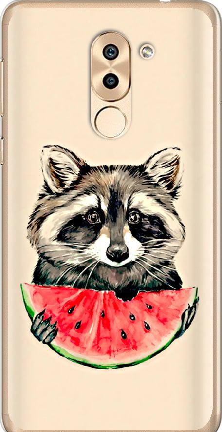 Чехол на Huawei Honor 6X Енотик с арбузом (4605t-460-42517)