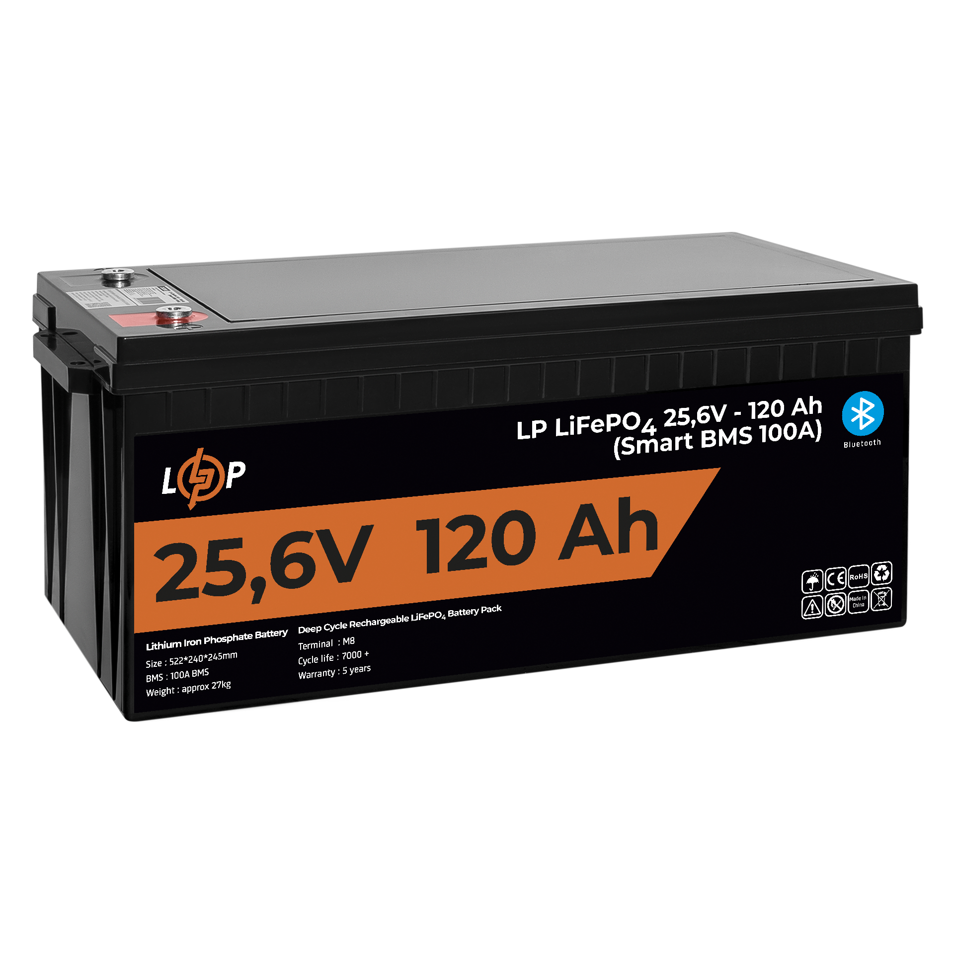 Аккумулятор для ИБП с Bluetooth LP LiFePO4 120 Ah/3072Wh Smart BMS 100А (22424) - фото 4 Аккумулятор для ИБП с Bluetooth LP LiFePO4 120 Ah/3072Wh Smart BMS 100А (22424) - фото 4