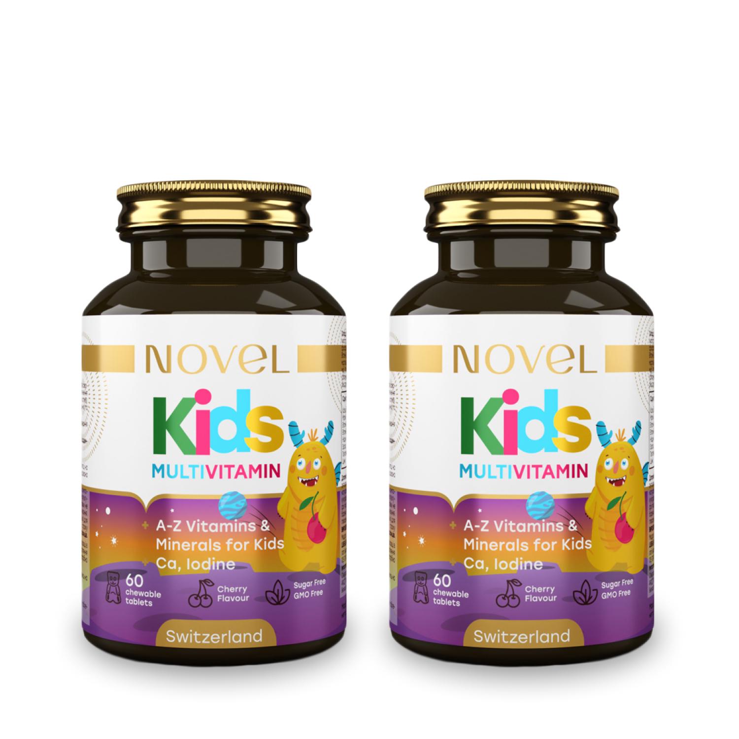 Набор две банки Novel КИДС Мультивитамин жевательные для детей №60 и витамины КИДС №60 (CO004328)